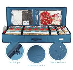 Wrapping Paper Storage Container with Ribbon <b>Christmas</b> <b>Gift</b> Wrapping Storage <b>Bag</b> with Extra Interior Pockets - Product Image 4