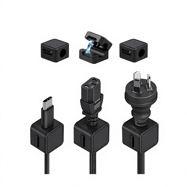 BHD Best Selling Durable ABS Magnetic Cable Organizer Clips 2*2*2cm 31g Black White Strong Tensile Strength Desktop Computer