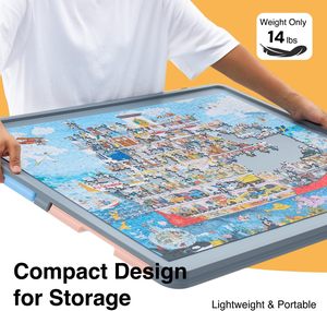 Plateau de <span class=keywords><strong>puzzle</strong></span> rotatif avec tiroirs et couvercle, <span class=keywords><strong>table</strong></span> de <span class=keywords><strong>puzzle</strong></span> tournante pour adultes, Lazy Susan améliorée, plastique ABS léger - Product Image 6