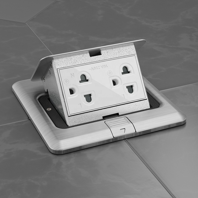 Floor Mounted Universal Multi Plug Sockets Stainless Steel Shell IP44 Waterproof Double Thailand Socket for Electric 15A 250V