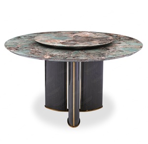 Mobilier moderne pour la maison <span class=keywords><strong>Table</strong></span> de salle à manger ronde pivotante en acier inoxydable avec <span class=keywords><strong>plateau</strong></span> en marbre - Product Image 1