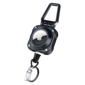 Heavy Duty Retractable Portable Badge Reel with Carabiner <b>Plastic</b> Wire Rope AirTag Clip Outdoor ID <b>Holder</b> - Product Image 1