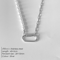 eManco Kleiner ovaler Karabiner-Anhänger aus Edelstahl mit 14K Goldkette, minimalistischer Damen-Anhänger, Schmuck
