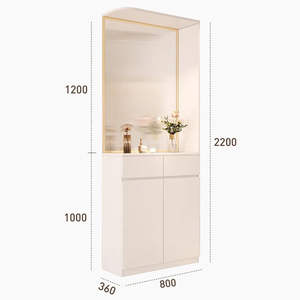 <span class=keywords><strong>Meuble</strong></span> d'entrée d'angle moderne et simple en panneaux de bois avec écran en verre intégré, tabouret à chaussures et rangement pour salon et cuisine, mobilier de maison - Product Image 5