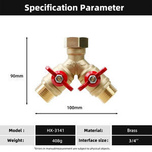 Répartiteur de <span class=keywords><strong>tuyau</strong></span> à <span class=keywords><strong>d</strong></span>ébit en laiton à 2 voies robuste avec poignée papillon - Product Image 5