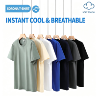 T-shirts personnalisés à logo légers pour hommes, design uni, en polyester et coton, à manches courtes, imprimés numériquement, anti-boulochage, vente en gros