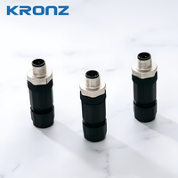 KRONZ M12 A-Coded, connecteur mâle 4 broches à bornes à vis, répartiteur en Y câblable sur site, double sortie de câble, double entrée de fil, IP67, industriel