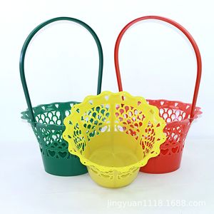 Panier à fleurs en plastique rouge et vert, diamètre inférieur de 14 cm, pour fleurs artificielles et fraîches, cadeaux de fêtes, décoration de jardin - Product Image 3