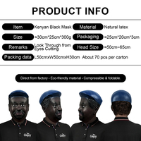 Masque intégral en latex pour homme noir kényan, costume d'Halloween, jeu de rôle, fête, masque de mascarade, personnalisable