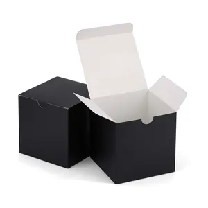 Black wholesale custom logo small square shopping box eco packaging set Craft soap Scented candle Premium gift box