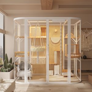 Offre Spéciale luxe <span class=keywords><strong>chat</strong></span> en bois Villa Cage intérieur extérieur grande maison <span class=keywords><strong>pour</strong></span> animaux de compagnie avec plate-forme <span class=keywords><strong>pour</strong></span> jouer et dormir en gros personnalisé - Product Image 4