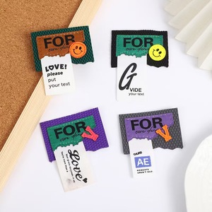 Etiqueta de cuero geométrica DIY, etiqueta de <span class=keywords><strong>ropa</strong></span> tejida en inglés Ins para bolsos de niños, etiqueta de tela de poliéster lavable para personalizar - Product Image 5