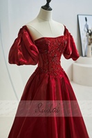 Ruolai LDR5018 robe de soirée sans bretelles en ligne grande taille femmes appliques en satin avec manches convertibles robes de cérémonie de soirée