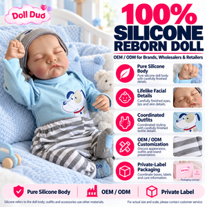 Poupée Duo personnalisée de 18 pouces, corps entier en silicone, poupée reborn, haut bleu clair, pantalon rayé, mains relevées, cadeau de Noël - Product Image 1