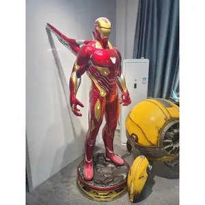Kustom patung tokoh pahlawan Marvel dekorasi patung serat kaca Ironman patung Robot karakter Anime pria Deco