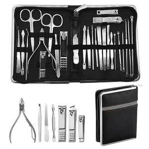 Hot Sale 26 In 1 Manicure Set Stainless Steel Nail Clipper Set Grooming Kit Nail Cutter Tools For Home