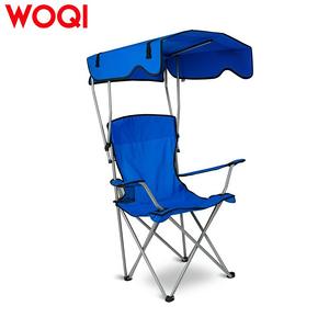 Chaise pliante Woqi avec auvent, structure en aluminium, tissu Oxford bleu, chaise de camping et de jardin d'extérieur, légère et portable - Product Image 3