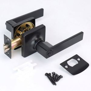 ชุดมือจับประตูแบบสี่เหลี่ยม WEKIS ขายดี พร้อมชุดล็อคแบบปิดบัง  อะไหล่ฮาร์ดแวร์เฟอร์นิเจอร์  วัสดุโลหะผสมสังกะสี  แบบไม่ใช้กุญแจ สีดำ สำหรับประตูไม้ - Product Image 5