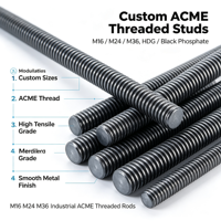 ACME Threaded Stud M16 M24 M36, HDG & Black Phosphate, Grade 4.8 A193 B7M High Tensile Industrial Threaded Rod