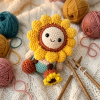 Pendentif de sac poupée tournesol au crochet fait main, porte-clés mignon, cadeau d'anniversaire