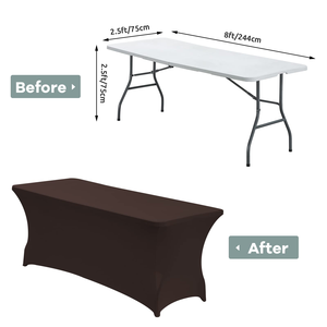 Custom 4ft 5ft 6ft 8ft Stretch Table Cover Polyester Spandex <b>Tablecloth</b> for Rectangular Table - Product Image 2