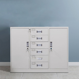 Petite armoire en fer avec serrure à tiroir Section inférieure à deux seaux Large Moyen Cinq Simple Verre ouvert bas Sh - Product Image 5