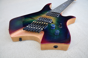 Flyoung guitar điện không đầu có quạt nhạc cụ dây đàn ghita gỗ mun <span class=keywords><strong>7</strong></span> dây - Product Image 3