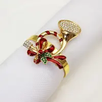 פופולרי קרן המולד מפית טבעת יהלומי אמייל חצוצרת צורת מפית אבזם עבור חג המולד המפלגה שולחן קישוט HWC77