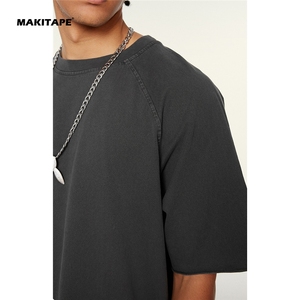 Camiseta BEWS1787 de Manga Raglán, al por Mayor, de Tela Gruesa, Estilo Vintage, Lavado Ácido, Personalizable con Logotipo, Talla Grande - Product Image 2