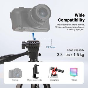 Trépied <span class=keywords><strong>NEEWER</strong></span> version entrée de gamme pour téléphone portable et appareil photo, support de voyage léger en métal avec griffe porte-accessoire pour téléphone portable - Product Image 5