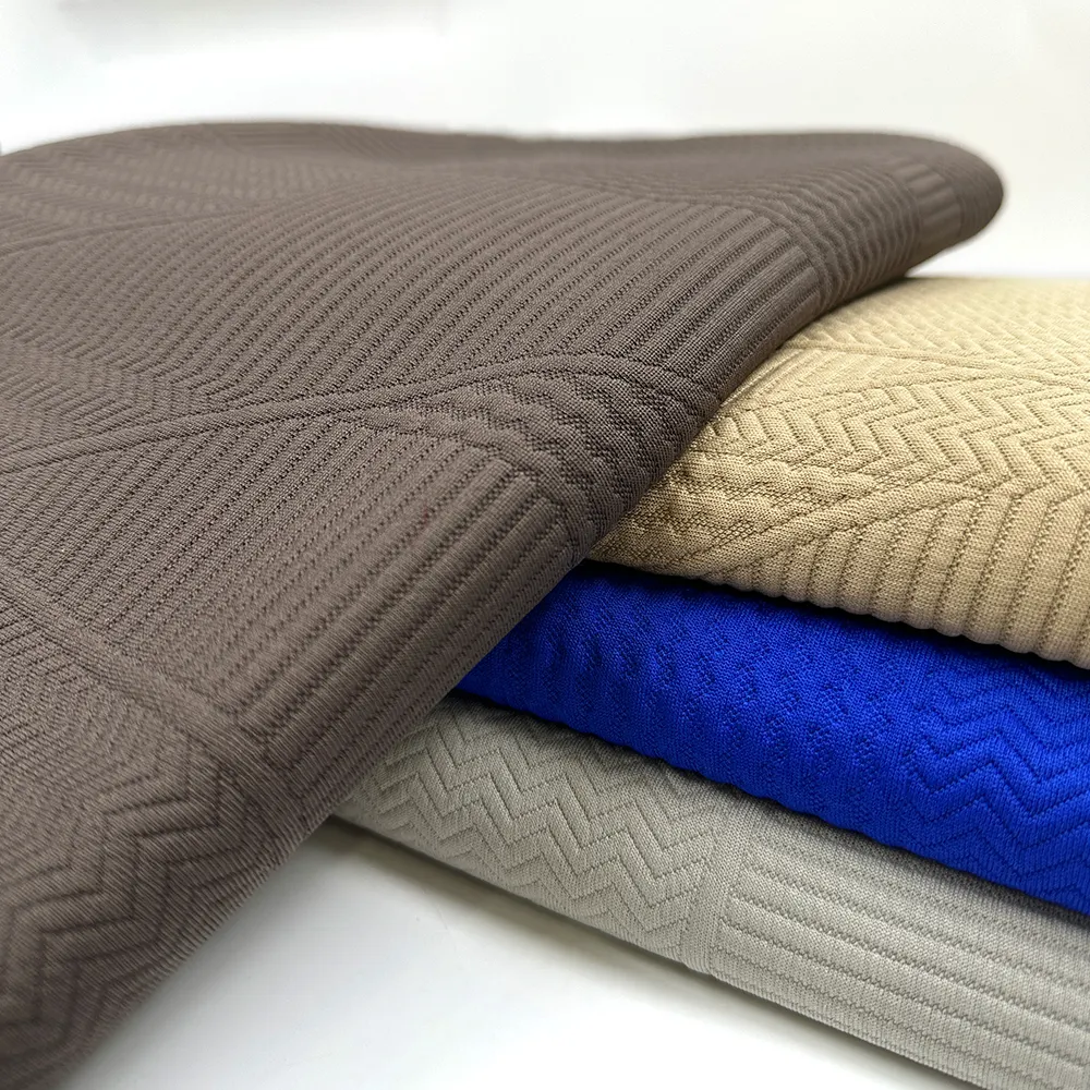 Tela de colchón de tejido jacquard tejido para el hogar textil, tejido elástico geométrico a rayas transpirables de 250gsm, OEM y ODM