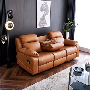 Set di Divani in Pelle di Lusso Convertibili ed Estensibili con Reclinazione Elettrica per Arredamento Soggiorno in Offerta per Appartamenti - Product Image 4