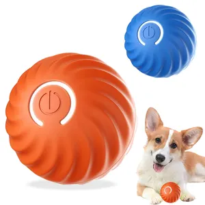 Mainan bola lompat gravitasi cerdas isi ulang USB, bola mainan anjing tahan gigit bergulir otomatis