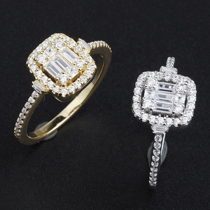 Nhẫn Cưới Nữ Đính Đá Zircon Mạ Vàng 18K Mạ Vàng Kim Cương Plata 925 Nhẫn Đính Hôn Cho Cặp Đôi Bạc Ý 925 - Product Image 4