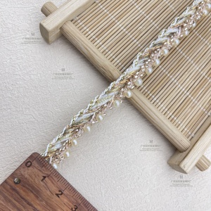 Nhà Máy Bán Hàng Trực Tiếp Tùy Chỉnh 1.5Cm Tweed May Cạnh Ribbon Trims Màu Đỏ Vàng Màu Xanh Đính Cườm Ren Với Mô Hình Sọc - Product Image 4