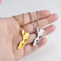 Collares con Colgante de Mapas de Marruecos en Acero Inoxidable, Joyería Étnica, Le Royaume Du Maroc