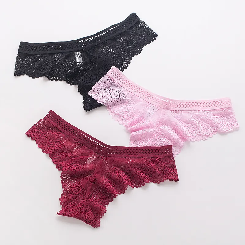 Wholesale Low Waist Thong Transparent See Through Lace Female Seamless Womens Sexy Underwear Women's Panties