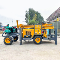Machine de forage de puits d'eau entièrement hydraulique pour forage à la boue et à l'air, avec roues de traction, portée de forage 100m-200m