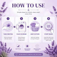 Capsules de lessive Max, perles de lavage douces au parfum de rose et de violette, perles pour le nettoyage du linge