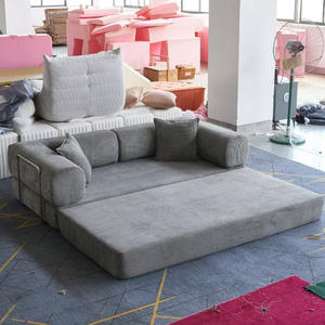 Juego de sofás en forma de L de pana superventas, esquina modular seccional comprimida al vacío con marco de caoba - Product Image 2