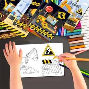 TY004 Construction Worker Theme DIY Coloring Book Party Cartoon Color Graffiti Painting Book For Kids Party