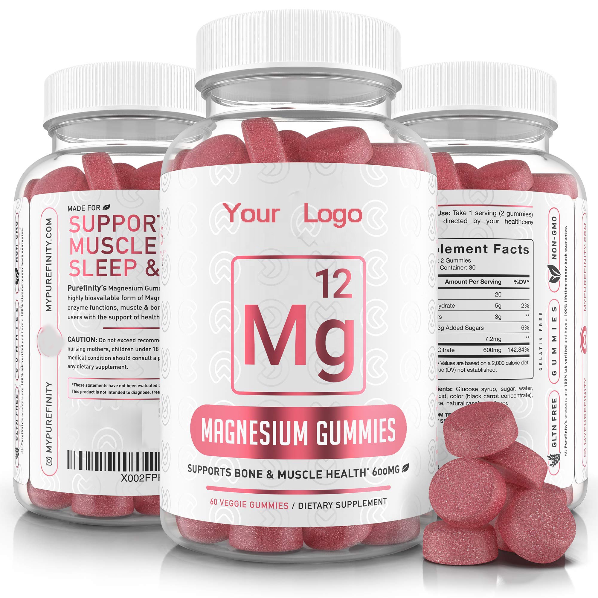 Private Label Magnesium Gummies 600mg Magnesium Citrate for Improved Sleep and Stress Relief Gummy Candies