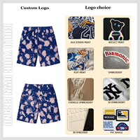 Shorts en velours côtelé décontractés pour hommes, coupe décontractée, taille élastique, avec logo personnalisé OEM, brodés, style streetwear