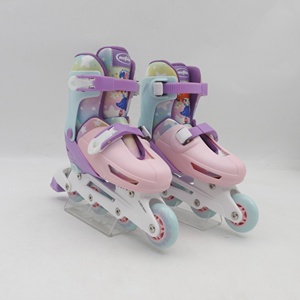 Patins à roues alignées réglables pour enfants avec patins à roulettes à 4 roues à coque dure rose pour garçons et filles, design confortable et élégant - Product Image 1