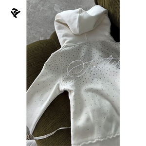 <span class=keywords><strong>Felpa</strong></span> con <span class=keywords><strong>Cappuccio</strong></span> OEM ODM Personalizzata, Design Streetwear con <span class=keywords><strong>Zip</strong></span> e Strass, Alta Qualità, Stile Diamante alla Moda - Product Image 2