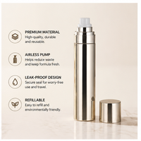 Flacon pulvérisateur cylindrique en PET de 15 ml/0,15 oz avec logo personnalisé, finition dorée électrolytique, vide, pour cosmétiques et toniques, vente en gros
