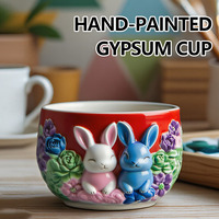 Pot de fleur 3D mignon en forme de lapin Moule en silicone pour jardinière en plâtre Vase en ciment Moule en argile Moule pour bougie Boîte de rangement en argile pour ciment