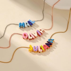 Colgantes <span class=keywords><strong>de</strong></span> Esmalte Coloridos con Iniciales, Collar Personalizado con Nombre DIY, Joyería Personalizada <span class=keywords><strong>de</strong></span> Acero Inoxidable Impermeable para Regalos - Product Image 6