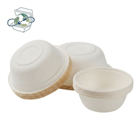 Vaisselle jetable écologique, compostable, en pulpe de bagasse de canne à sucre, biodégradable, bol rond pour la restauration