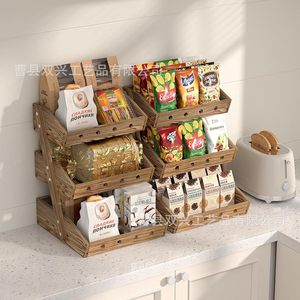 Wooden Fruit And <b>Vegetable</b> Storage Rack 3 Tiers Rectangle <b>Standing</b> Type Multifunction Counter Organizer - Product Image 2